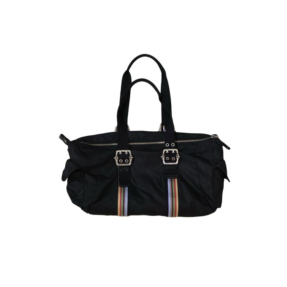Vintage Franco Sarto Black Buckle Baguette Nylon Bag Purse y2k 90s Punk Emo